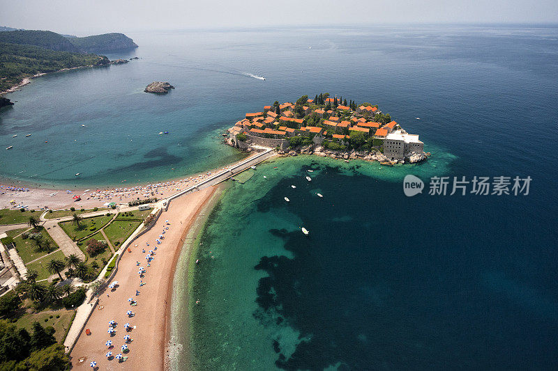 Sveti Stefan，黑山(鸟瞰图)